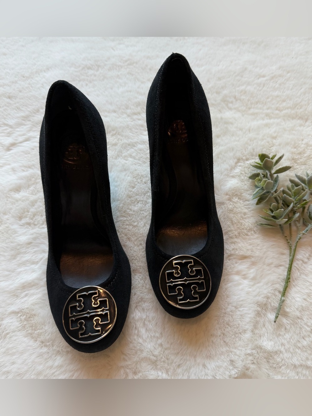 Tory Burch | EUC - Sophie Wedge Heels - Black Suede - Size 7.5